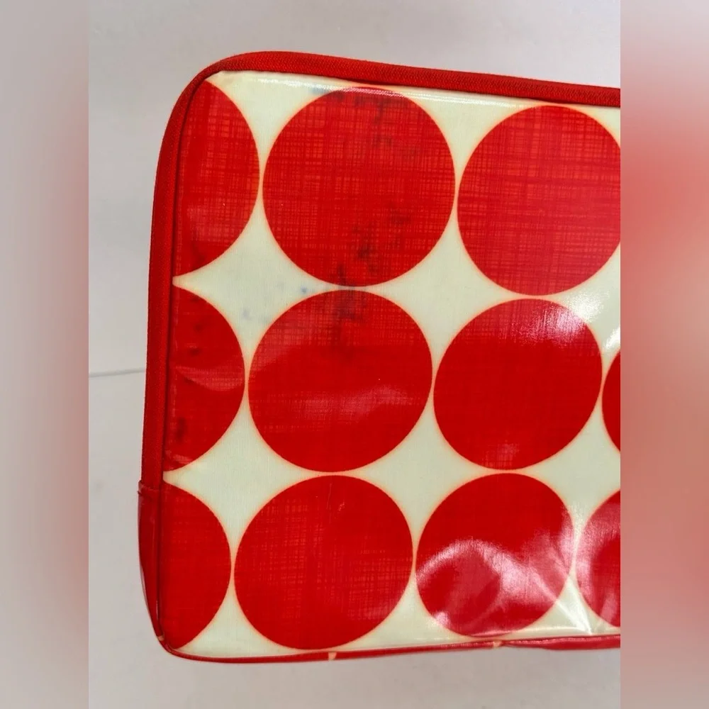 Kate Spade Womens Insulated Polka Dot Zip Around Red Flat IPad Case
